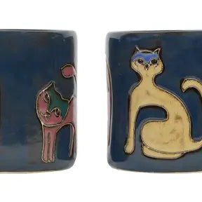 Mara Stoneware Cats Mug - Blue