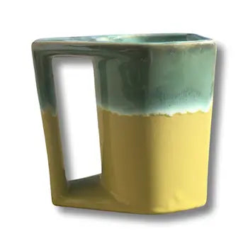 Yellow/Seafoam Glazed Artisan Mugs
