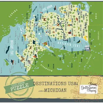Whimsical Michigan 1000 Piece Jigsaw Puzzle