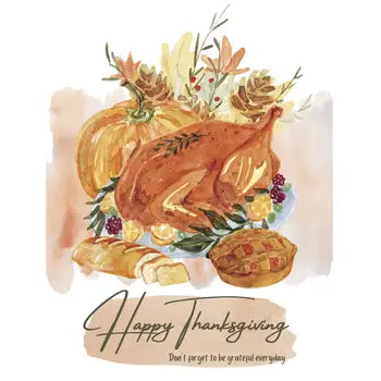 Happy Thanksgiving Watercolor Swedish Towel